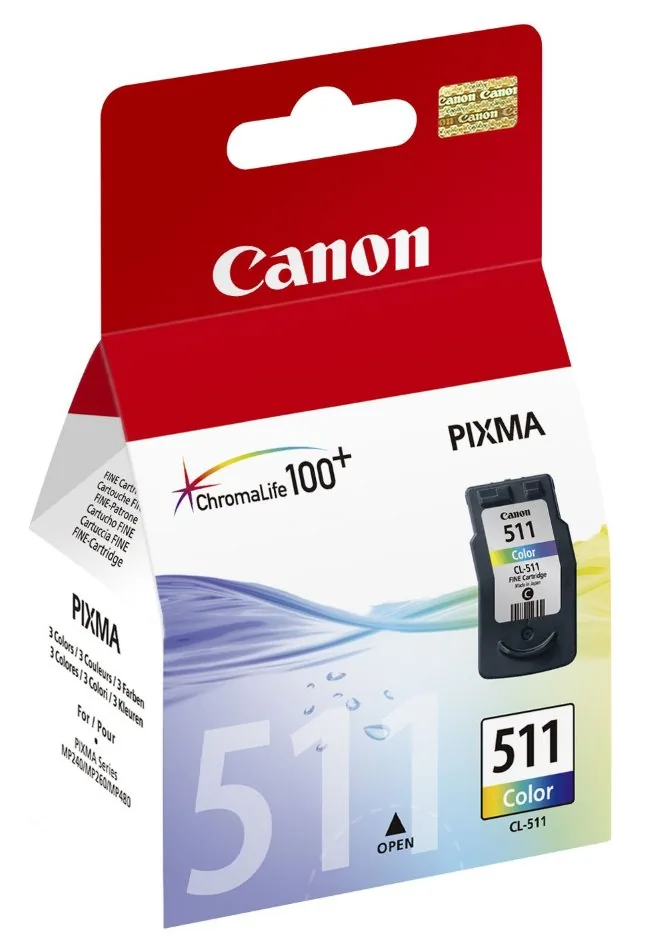 Canon CL-511 - 9 ml - barva (azurová, purpurová, žlutá) - originální - inkoustová cartridge - pro PIXMA MP230, MP237, MP252, MP258, MP272, MP280, MP282, MP495, MP499, MX360, MX410, MX420