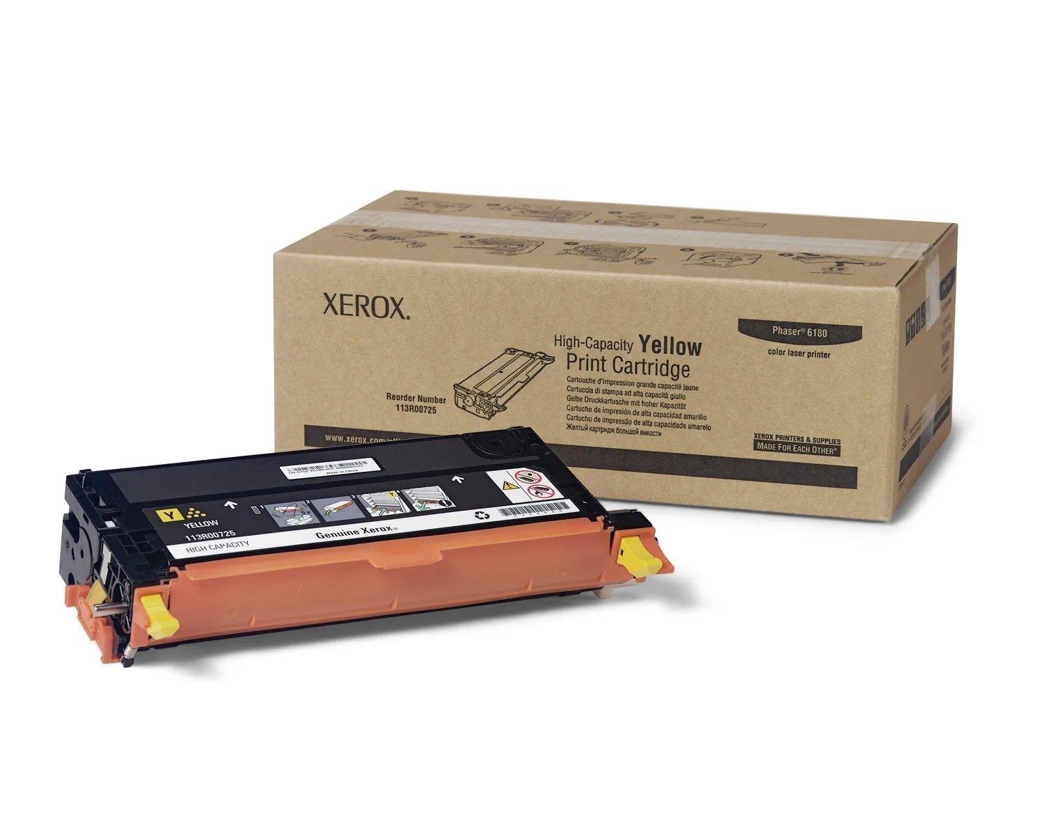 Toner Xerox Phaser 6180, yellow, 113R00725 - poškození obalu E (viz. popis)