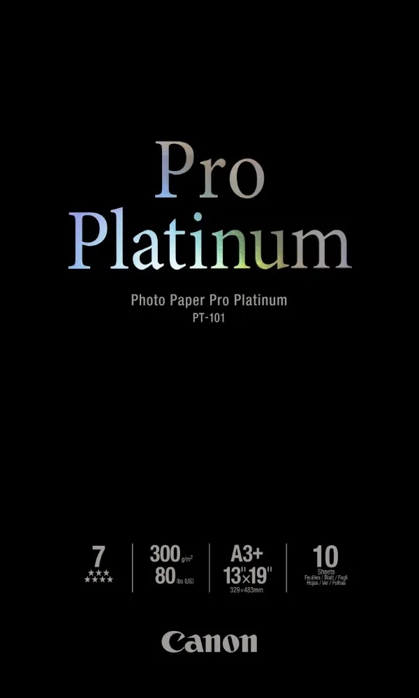 Canon Photo Paper Pro Platinum - A3 plus (329 x 423 mm) - 300 g/m? - 10 listy fotografický papír - pro PIXMA iP8720, IX6820, PRO-1, PRO-10, PRO-100, Pro9000, Pro9000 Mark II, Pro9500
