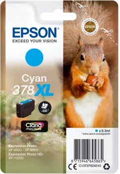 Epson 378XL - 9.3 ml - Vysoká kapacita - azurová - originální - blistr - inkoustová cartridge - pro Expression Home XP-8605, 8606; Expression Home HD XP-15000; Expression Photo XP-8505, 8700
